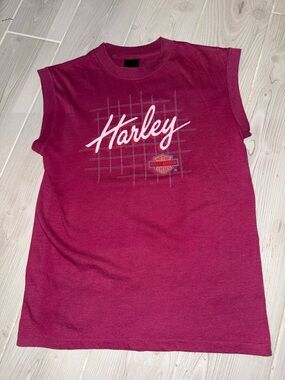 80’s Harley-Davidson Sleeveless Muscle Tee in Berry